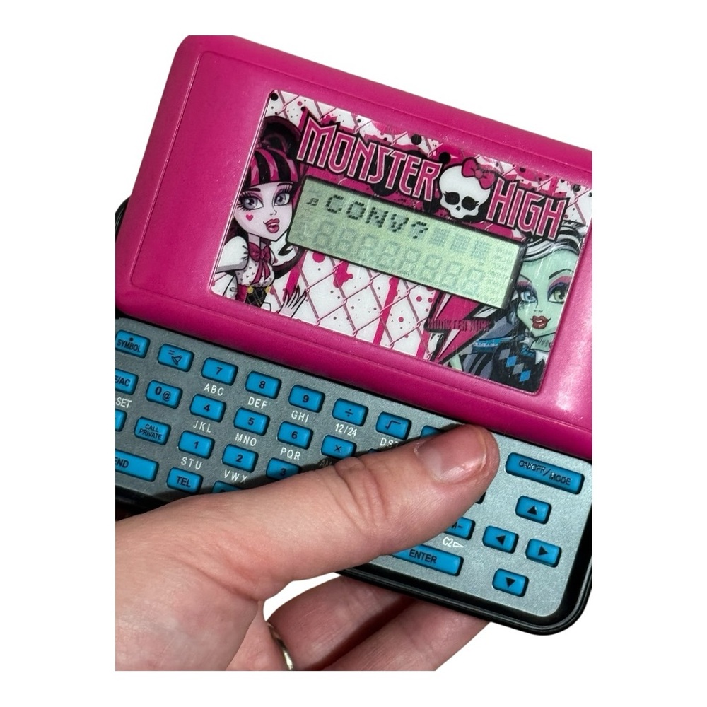 Y2K Monster High Slide Messenger Organizer Calculator Alarm Black Pink VTG RARE